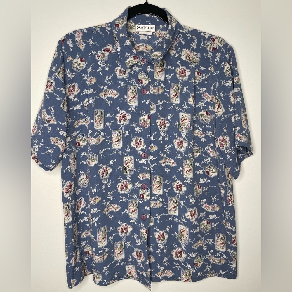 Vintage Selene texture renaissance scenery blouse